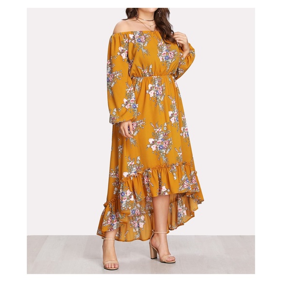 Yellow Floral Long Sleeve Ruffle Maxi Dress - Picture 4 of 6